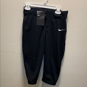 Nike Kids Black Athletic Jogger Pants with White Swoosh